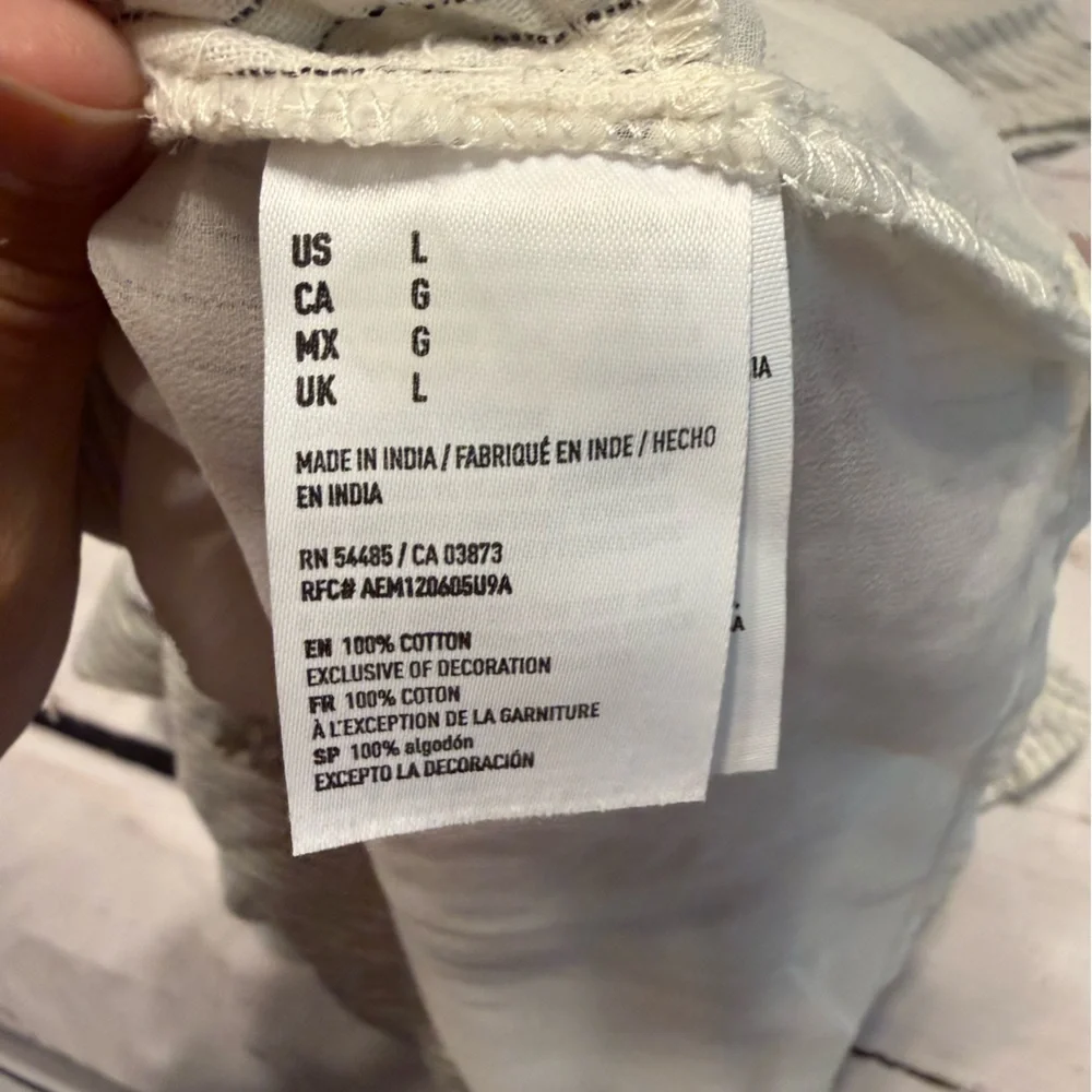 American Eagle Outfitters White Striped Floral Embroidered Romper - Picture 5 of 10